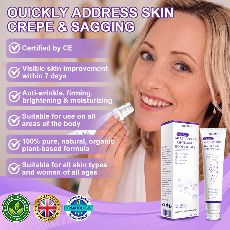 CE Certified: HISKIN® PDRN Multi-Peptide Massaging Body Roller Cream- Anti-aging, Hydrating, Skin Firming & Lifting, Skin Repair, Even Tone, Acne and Dark Spot Treatment, Wart and Mole Removal, and Psoriasis Relief.