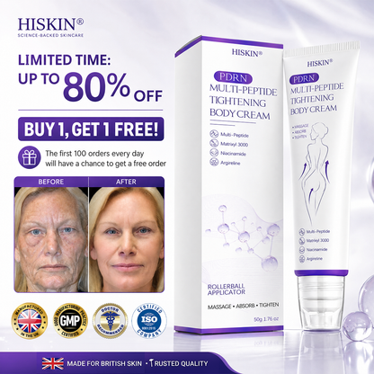 CE Certified: HISKIN® PDRN Multi-Peptide Massaging Body Roller Cream- Anti-aging, Hydrating, Skin Firming & Lifting, Skin Repair, Even Tone, Acne and Dark Spot Treatment, Wart and Mole Removal, and Psoriasis Relief.